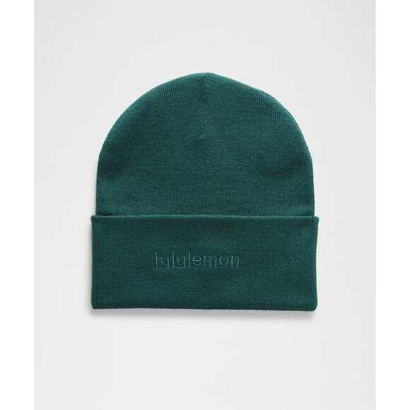 LULULEMON Green Unisex Warm Revelation BeanieWordmark Hat NEW with tags - Picture 1 of 4